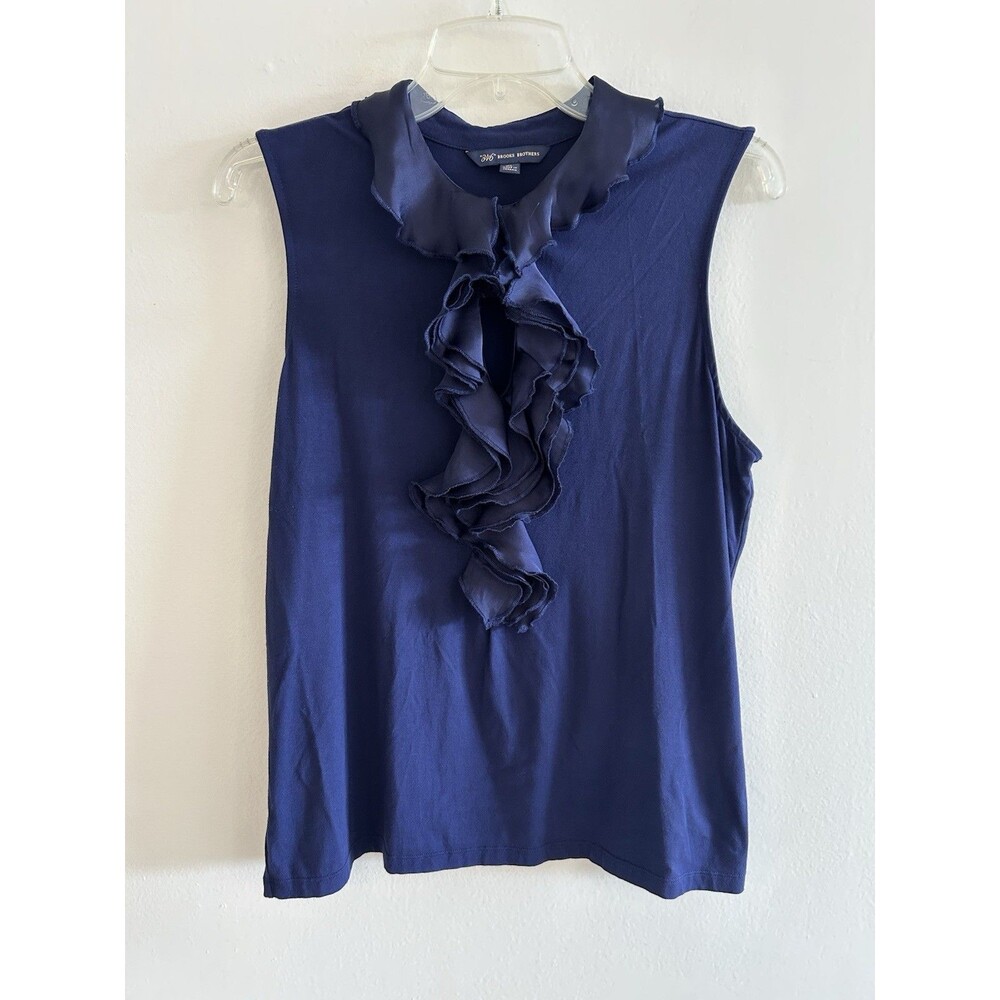 Brooks Brothers 346 Ruffle Collared Sleeveless Blouse Size XL